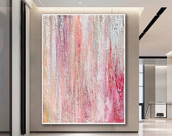 Large Abstract Painting,Large Abstract Painting on Canvas,Texture Art Painting,Pink Painting,Acrylic Abstract,Office Decor,Home Decor,SL0075