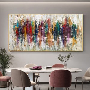 Original Blooming Flower Oil Painting On Canvas, Large Wall Art, Abstract Colored Floral Painting, Custom Painting, Living room Wall Decor