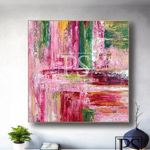 Original Pink Abstract Wall Painting, Extra Large Canvas Art, Minimalist Pink Wall Decor, Modern Blush Pink Acrylic Painting, Custom Art