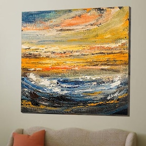 Original Oil Painting on Canvas, Abstract Modern Colorful, Landscape Painting, Large Wall Art, Boho Wall Decor. Home Decor, Wall Art,NI52
