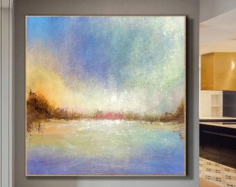 Large Abstract Seascape Painting on Canvas, Modern Wall Art