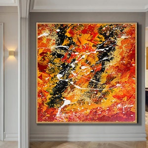 Paintings on Canvas,Acrylic Abstract,Large Wall Art,Texture Painting,Abstract Canvas Art,Red & Orange Abstract Painting,Canvas Wall Art,PA25