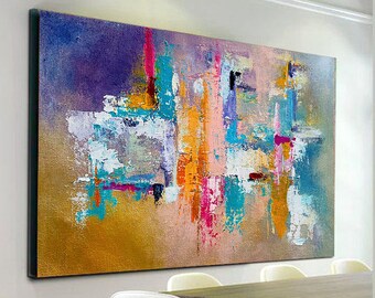 Colorful Acrylic Abstract Painting,Large Wall Art,Abstract Canvas Art,Oversized Wall Art,Extra Large Painting,Canvas Wall Art,NI0084