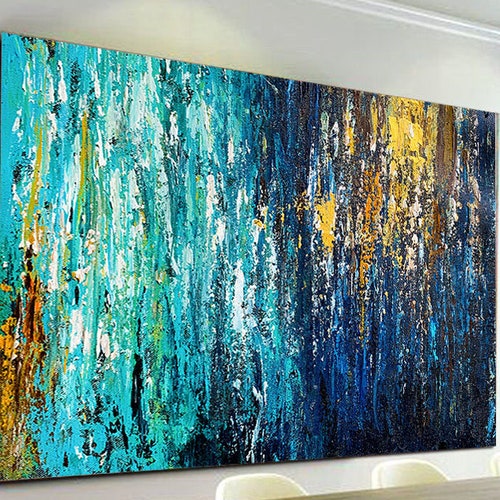 Gold Wall Decor Gold Leaf Painting Large Wall Art Texture Etsy