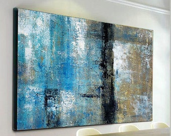 Abstract Painting,Original Large Blue,Grey Abstract Art,Acrylic Painting,Contemporary Abstract Paintings on canvas,Handmade Wall Art,NI066