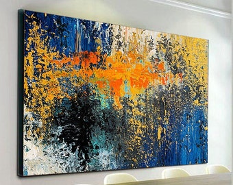 Textured Abstract Oil Painting, Extra Large Framed Canvas Art