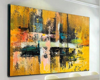 Large Abstract Painting Original Colorful Modern Textured Painting,Oversize Canvas,Contemporary Decor Soft Abstract Canvas Wall Art NI00027
