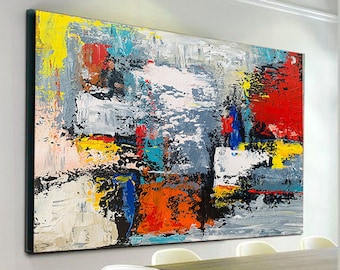 Colourful Acrylic Abstract Painting, Large Canvas Art