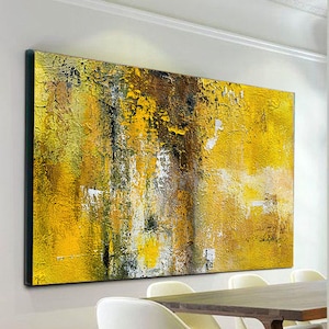 Large Abstract Painting Original Oversized Painting Yellow Painting Gold Painting Living Room Wall Art Abstract Painting On Canvas,NI0097