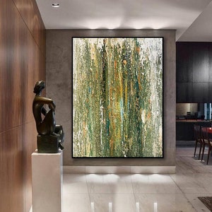 Extra Large Original Abstract Art Green,Vertical Abstract Painting,Living Room Wall Art,Abstract Art,Canvas Wall Art,Wall Decor,SL0079