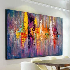 Arte murale extra large, pittura su tela, pittura originale, pittura strutturata, pittura astratta, astratto colorato, arte contemporanea, NI0006