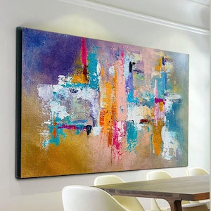 Colorful Acrylic Abstract Painting,Large Wall Art,Abstract Canvas Art,Oversized Wall Art,Extra Large Painting,Canvas Wall Art,NI0084
