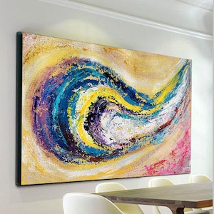 Large Wall Art,Abstract Canvas Art,Paintings on Canvas,Pink & Yellow Abstract,Original Painting,Canvas Wall Art,Textured Wall Art, NI0001