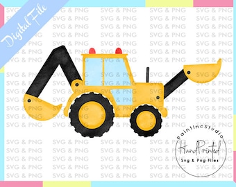 Clipart di gru bulldozer ad acquerello, arte PNG (download digitale)