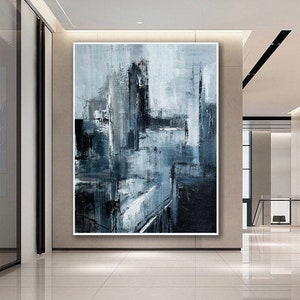 Extra Large Wall Art,Minimal Abstract, Black & White Abstract Painting,Paintings on Canvas,Modern Abstract,Wall Art,Home Decor,NI0088