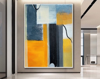Large Original Gray Abstract Painting Orange Painting,Modern Oil Painting,Minimalist Abstract Painting,Contemporary Art,Sofa Wall Art,SA0030