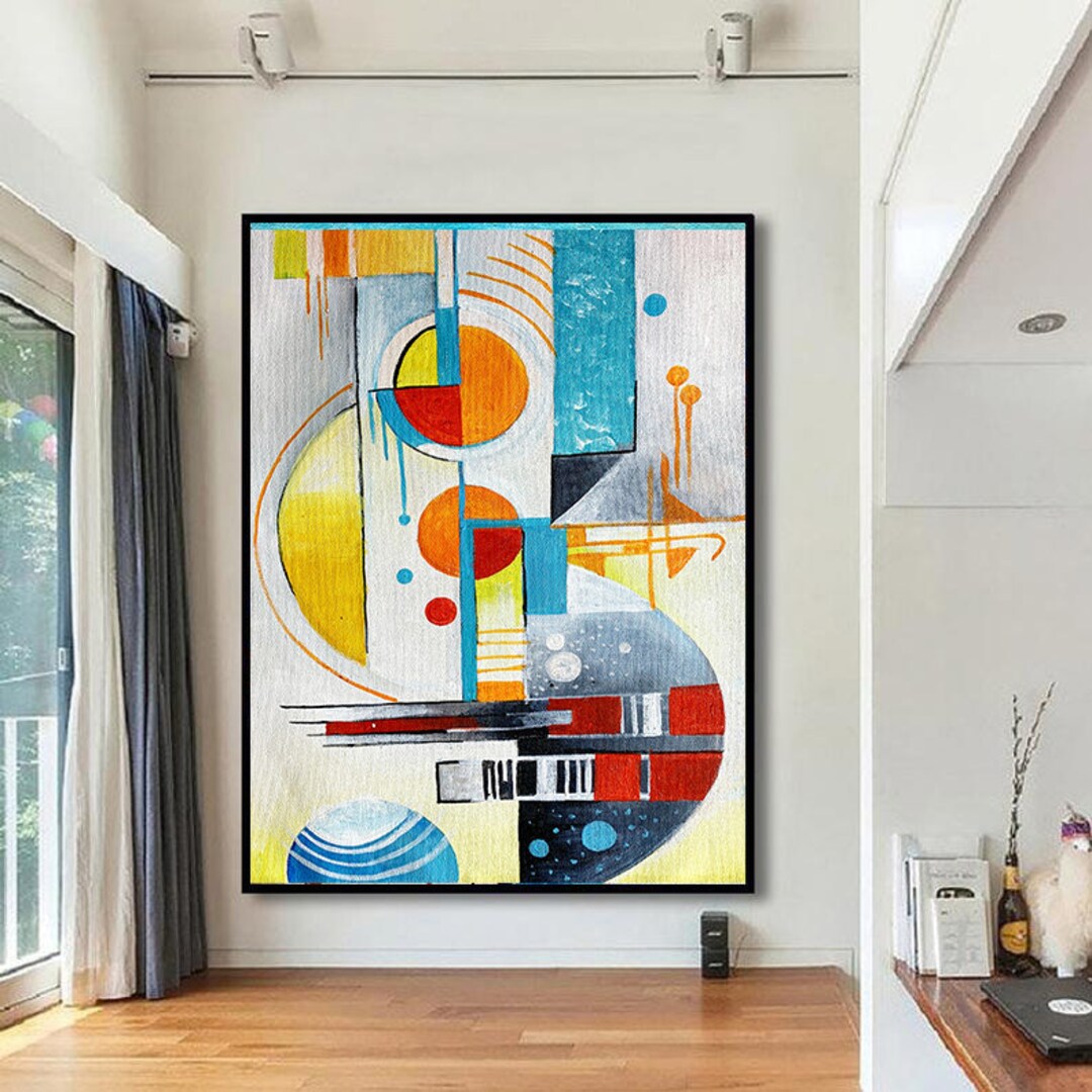 Modern Geometric Abstract Painting | Colorful Wall Art | Large Canvas ...