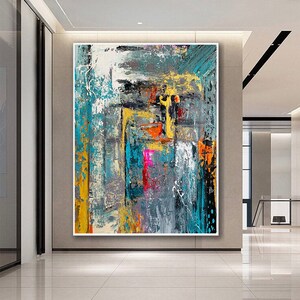 Large Wall Art,Teal & Gold Abstract Painting,Paintings on Canvas,Large Painting,Texture Art,Original Painting,Modern Wall Art,PA0038