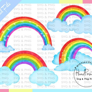 4 Watercolor Rainbow Sublimation Png,Bright Rainbow,Rainbow Moonstone,Rainbow glitter,Rainbow Clipart,Rainbow Png,Hand Drawn,Digital Clipart