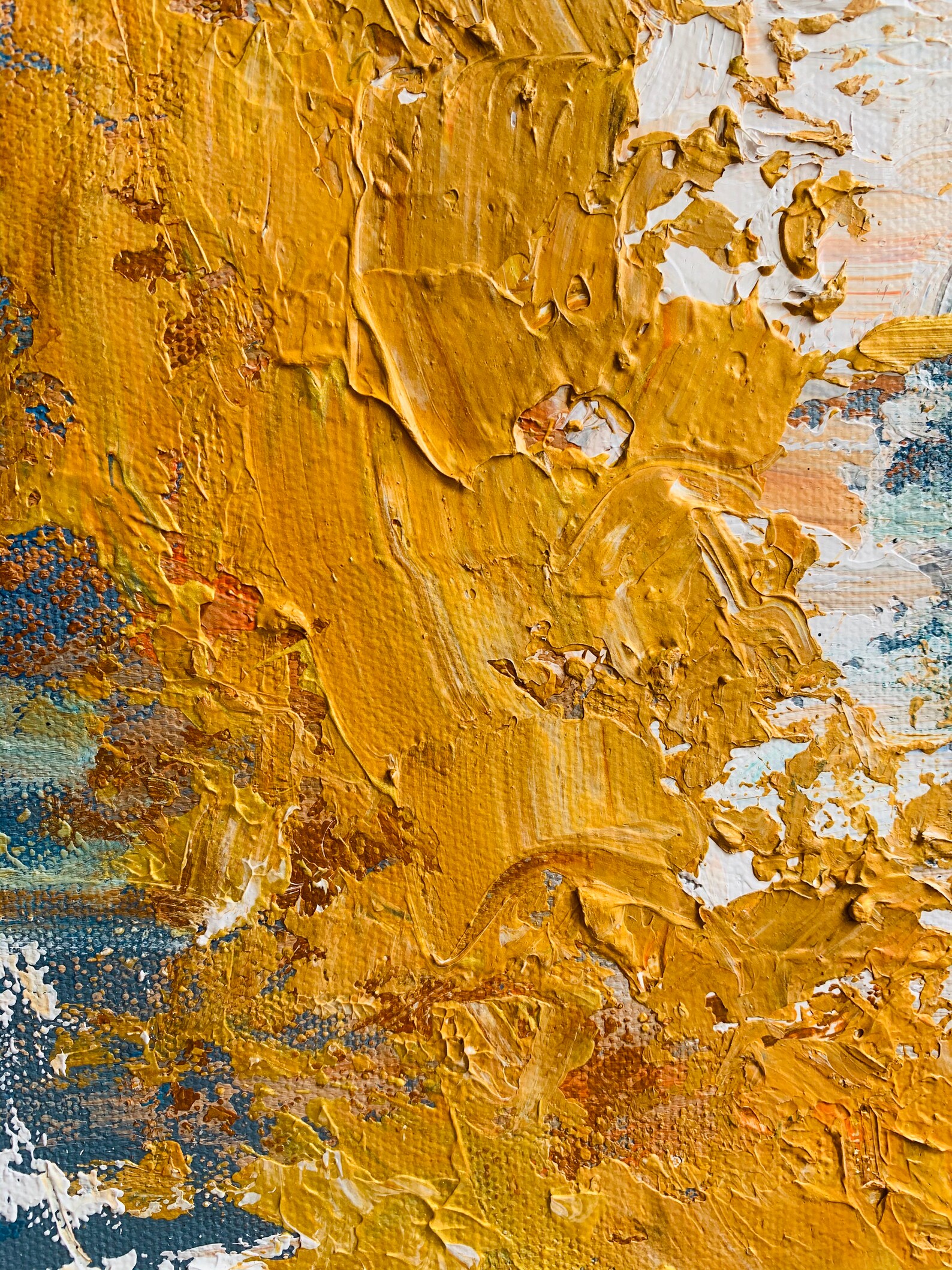 Extra Large Painting Blue and Gold Abstract Paintingabstract Etsy