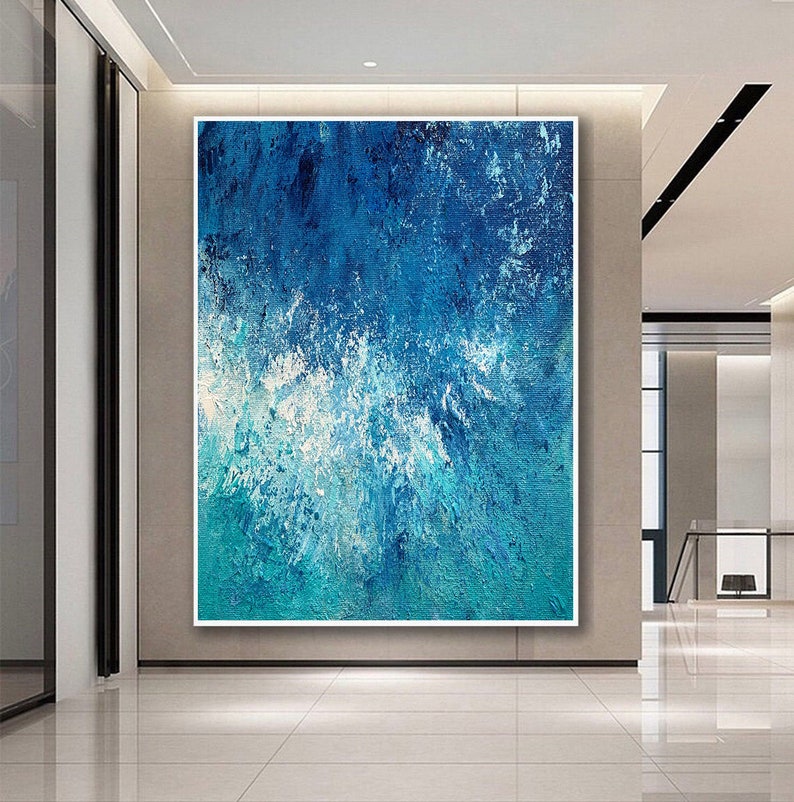 Original Abstract Painting Blue White Abstract Painting on Etsy