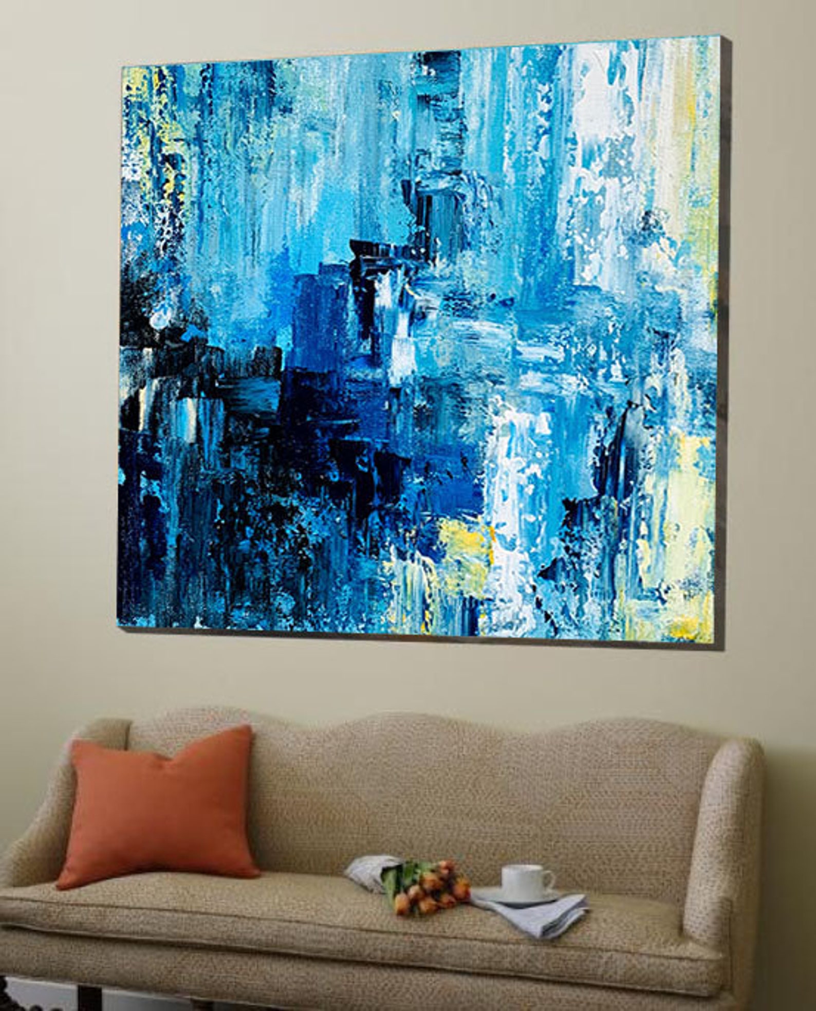 Large Abstract Oil Painting Original ArtBlue Etsy