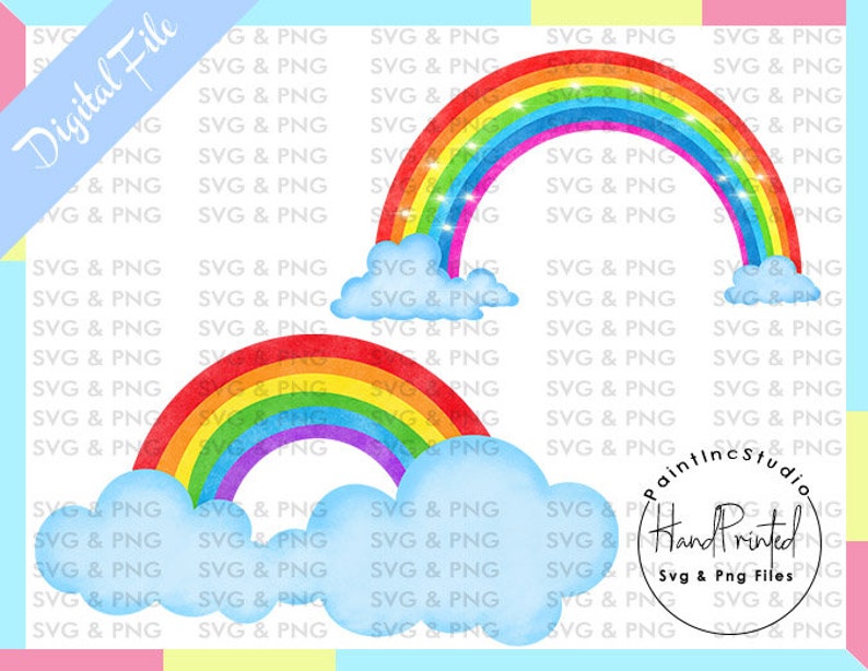 Download Visual Arts Watercolour Bright Rainbow Png Artwork For Sublimation Scrapbooking Other Print Crafts Pack Of 4 Watercolor Rainbow Craft Supplies Tools