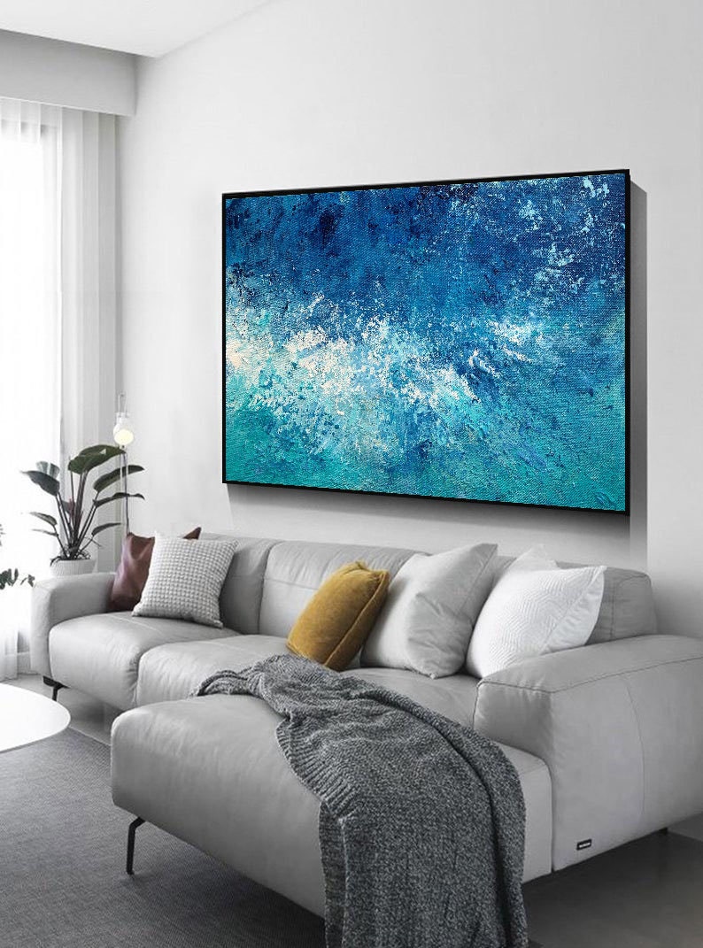 Original Abstract Painting Blue White Abstract Painting on Etsy