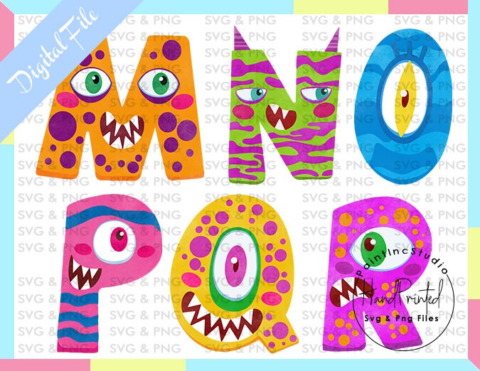 Download Watercolor 6 Cute Monster Abc Alphabet Clipartmonster Etsy