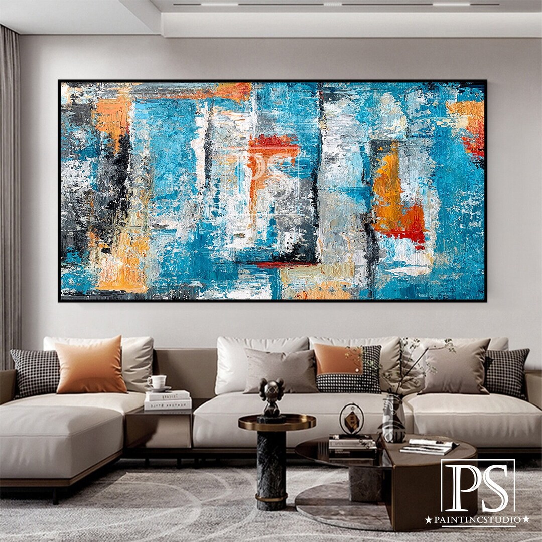 Large Colorful Abstract Oil Painting, Textured Boho Wall Art - Etsy