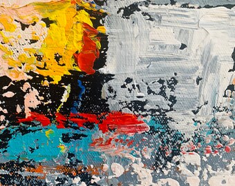 お取り置きアクリル画テクスチャーアートno.8.38抽象画キャンバスアートパネル 15×15cm 10×10cm flowers acrylic on canvas #アクリル画 #抽象画