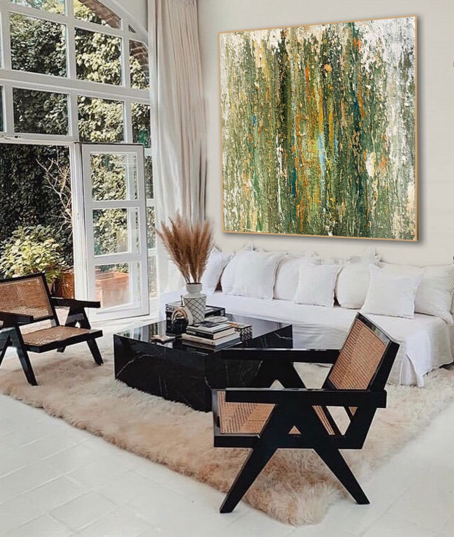 Extra Large Original Abstract Art Greenvertical Abstract Etsy