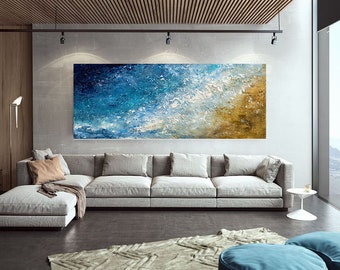 Large Abstract Seascape Painting, Original Coastal Wall Art