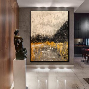 Pintura a óleo abstrata sobre tela, pintura a óleo moderna pintada à mão, arte de parede grande para decoração de casa, sl0106