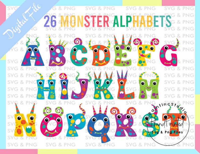Monster Alphabet PNG, Doodle Letters Clipart (digital Download) - Etsy ...