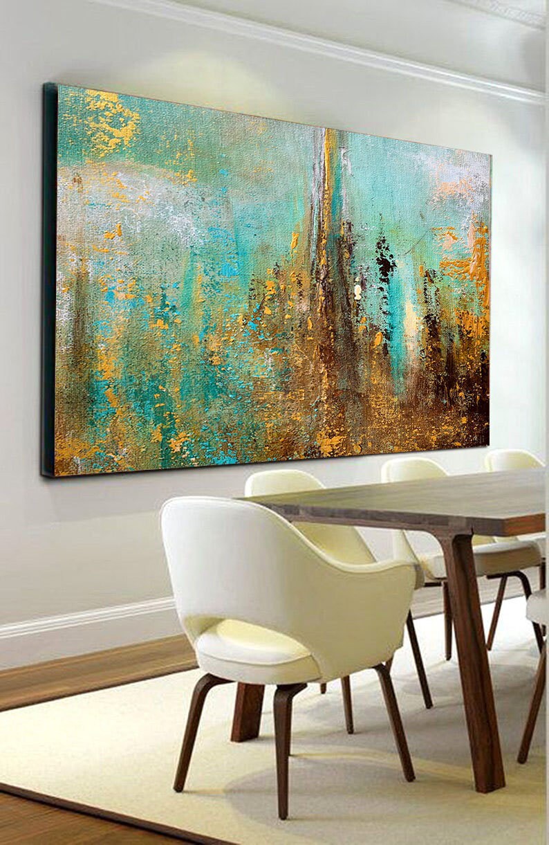 Large Wall Artgreen & Brown Abstract Paintingoriginal Etsy UK