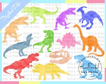 Aquarell Dinosaurier Clipart, PNG Sublimationsdesigns (digitaler Download)