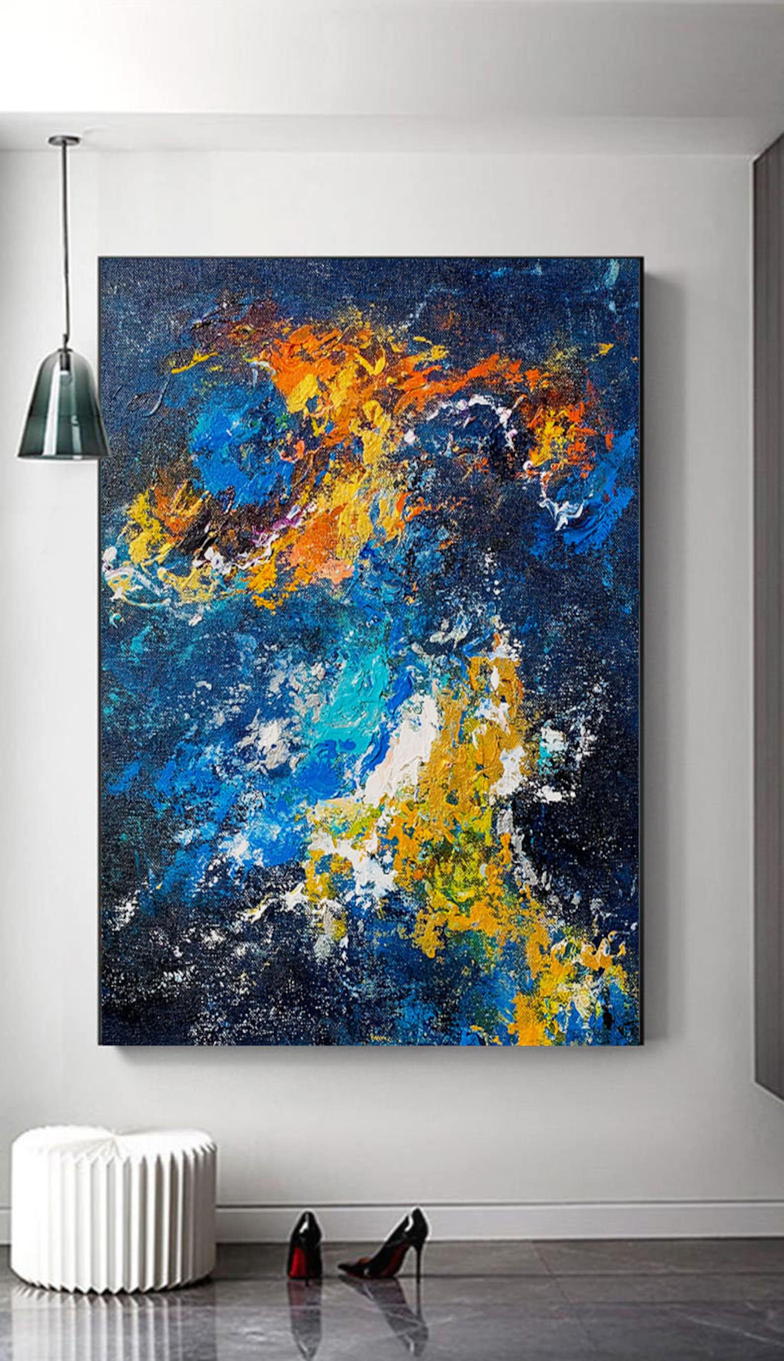 gro-e-wandkunst-blau-gelb-orange-abstrakte-malerei-ozean-malerei