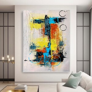 Colorful Abstract Textured Painting – Modern Handmade Canvas Wall Art for Living Room, Bedroom & Office Decor