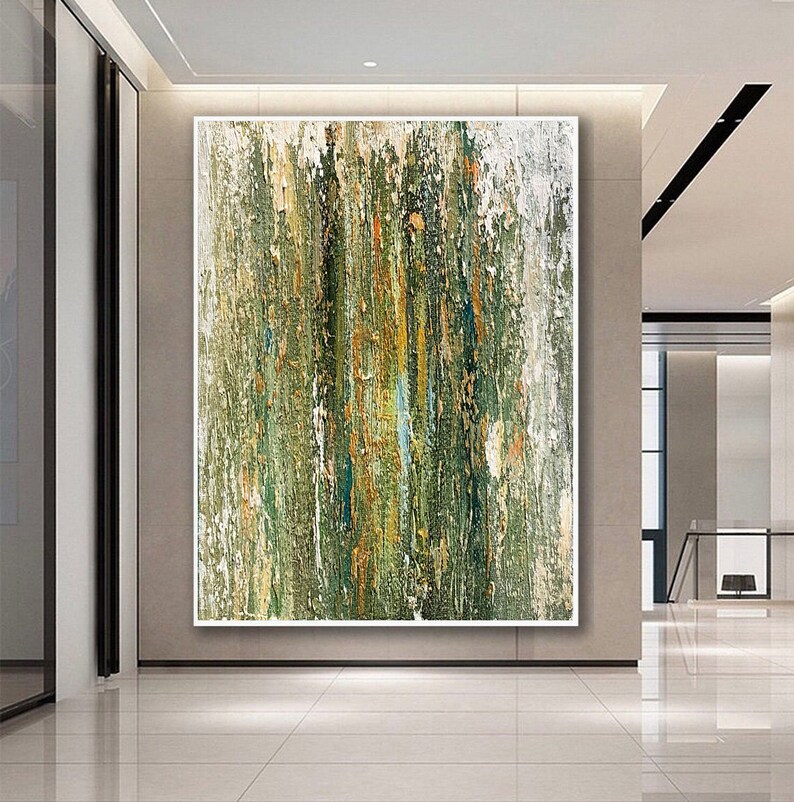 Extra Large Original Abstract Art Greenvertical Abstract Etsy
