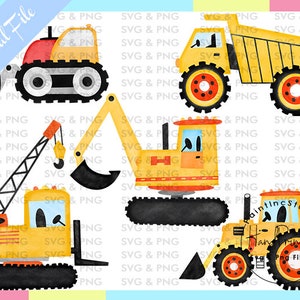 Aquarel bouwtrucks PNG-clipart, sublimatieontwerpen (digitale download)