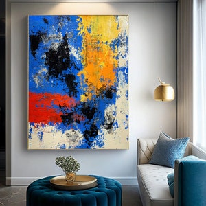 Bold Abstract Canvas Wall Art – Modern Colorful Painting, Handmade Textured Artwork for Living Room & Office Decor