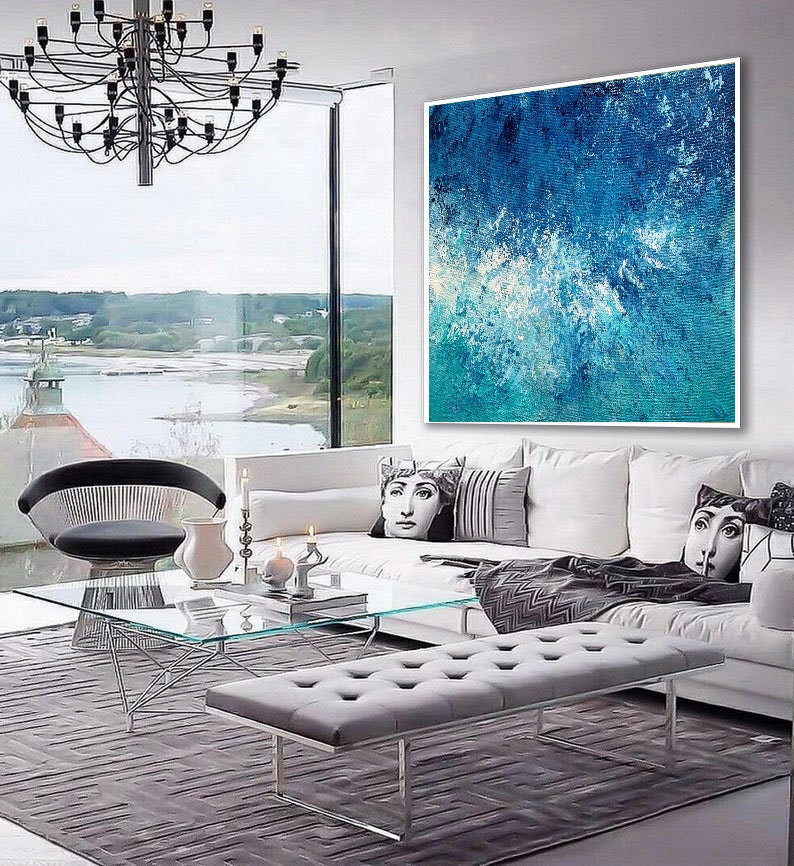 Original Abstract Painting Blue White Abstract Painting on Etsy