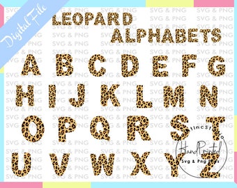 Clipart de alfabeto com estampa de leopardo em aquarela (digital)