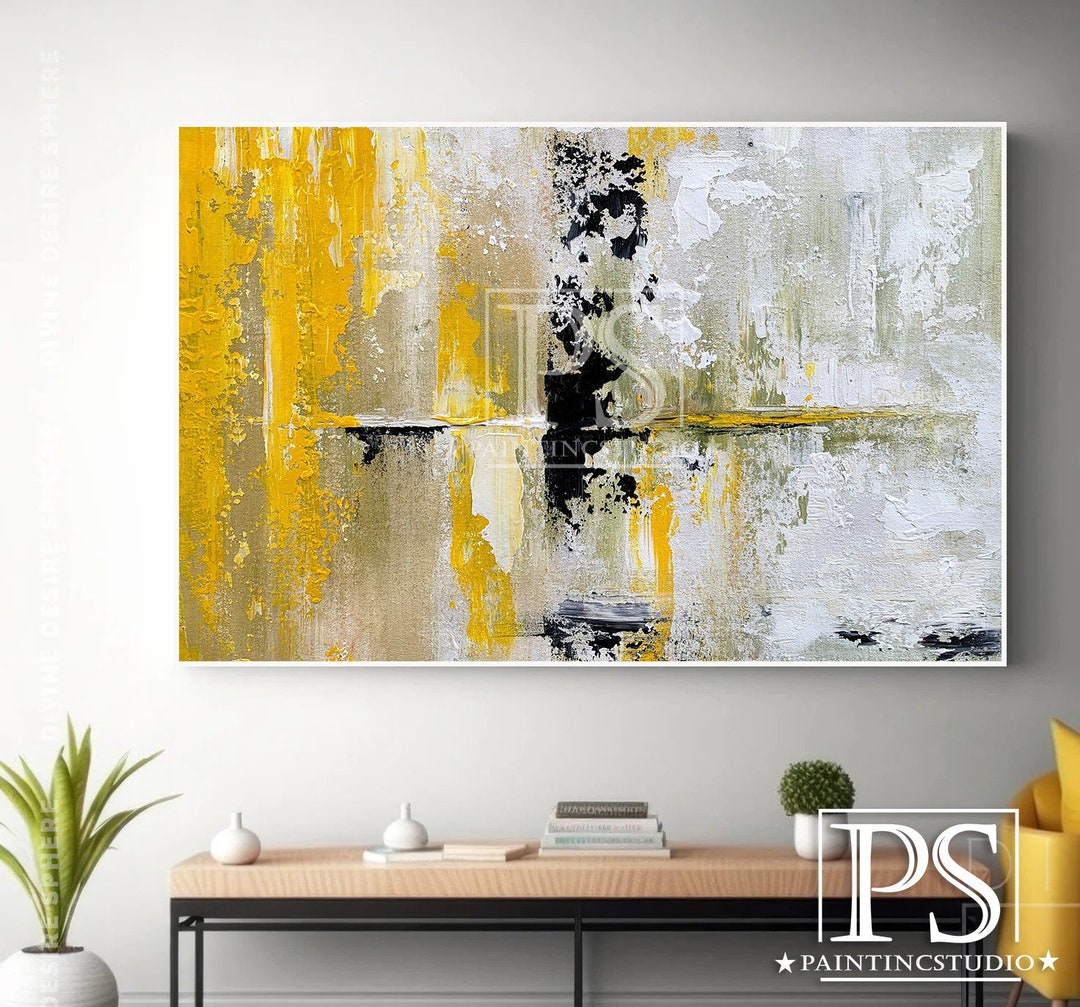 Large Yellow Painting Abstract Art Extra Large Painting on Etsy