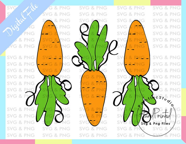 Watercolor PNG Easter Bunny Carrot trio Digital Download Clipart Vintage Watercolor Design PNG Artwork Digital File for printing
