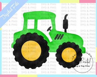 Tractor verde acuarela PNG, clipart dibujado a mano (archivo digital)