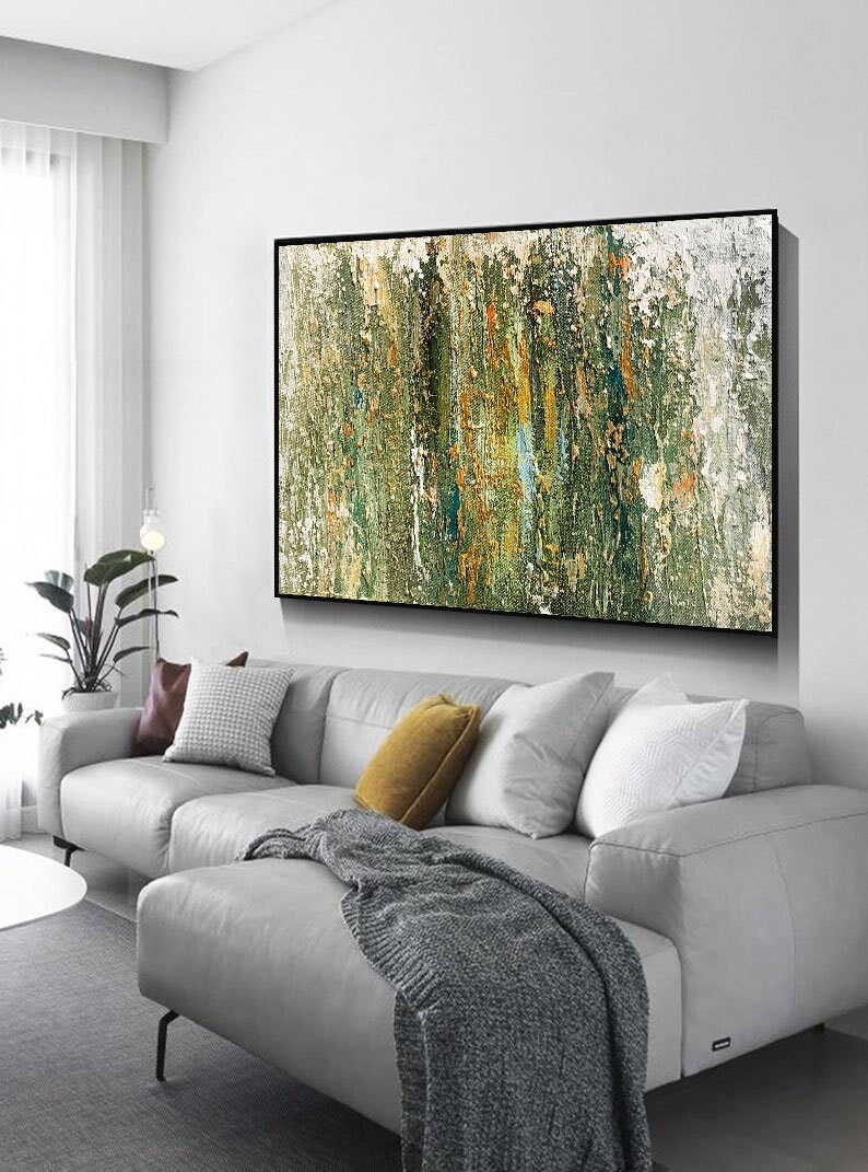 Extra Large Original Abstract Art Greenvertical Abstract Etsy