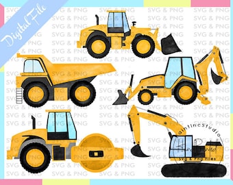 Imágenes prediseñadas de camiones de construcción, sublimación PNG (descarga digital)