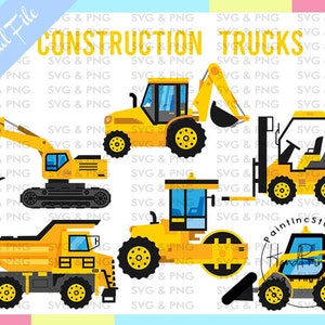 6 Watercolor Construction Trucks Sublimation PNG Design,Construction Clipart,Construction Png,Construction Trucks,Dump Truck Clip Art,Truck